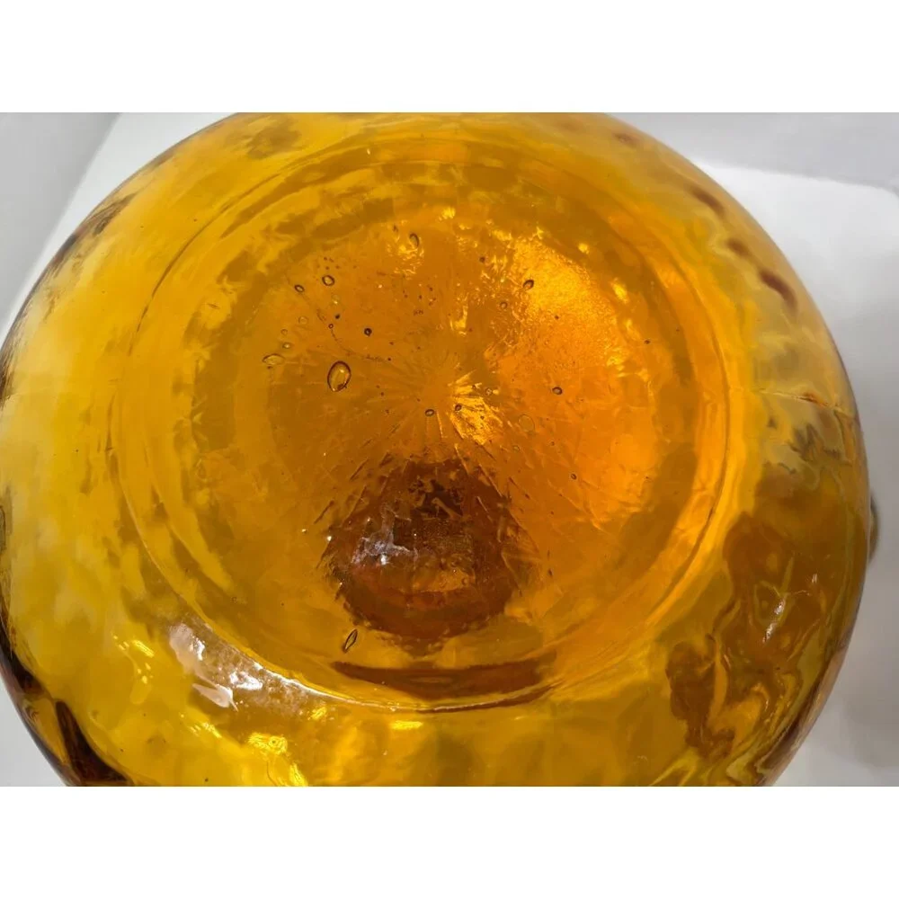 Vintage Empoli Deep Amber Genie Bottle Ship's Decanter with Stopper Quilted Opti - Picture 8 of 8